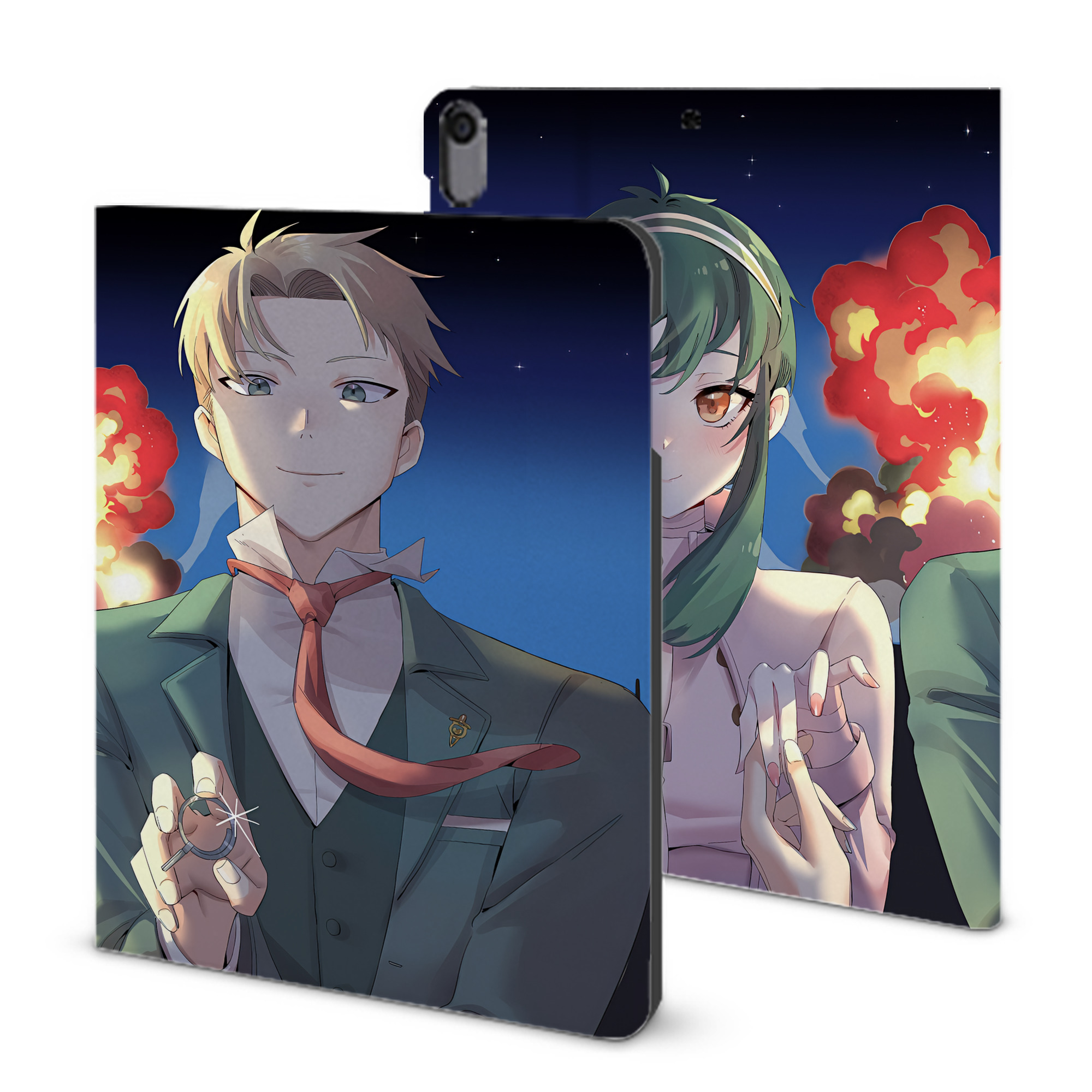 （画像用） SPY×FAMILY间谍家家酒 IPad ケース ブック型 PUレザー TPU 耐衝撃 軽量 薄型 ペン収納なし 全面保護 IPad 各モデル対応